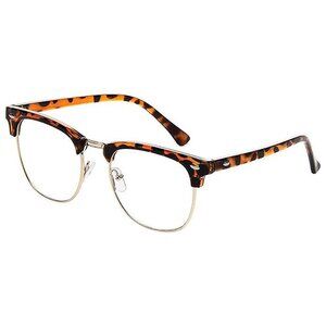 vintage fashion half frame semi-Rimless clear lens glasses Leopard